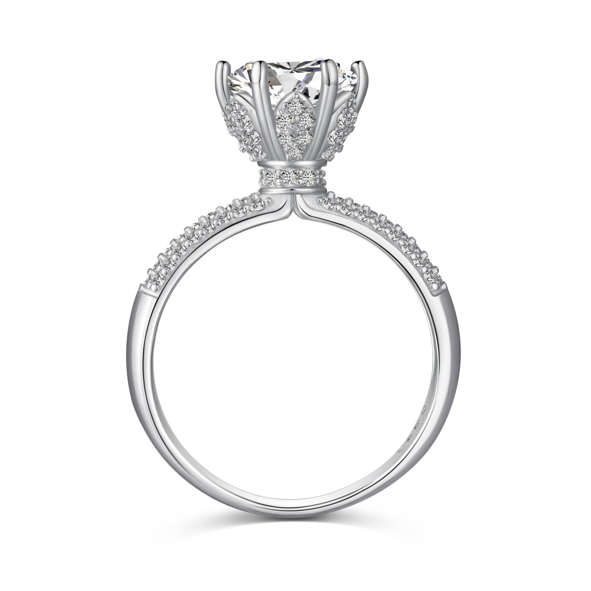 Round Brilliant Cut Diamond Sterling Silver Ring