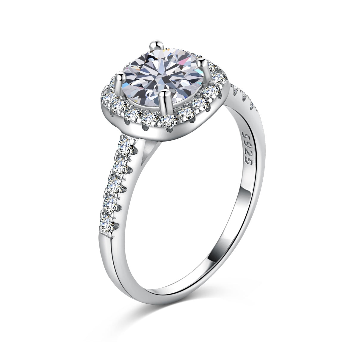Asscher Cut Diamond Sterling Silver Ring