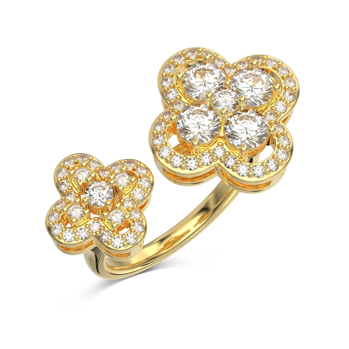 Adjustable Clover Charm Gold Ring