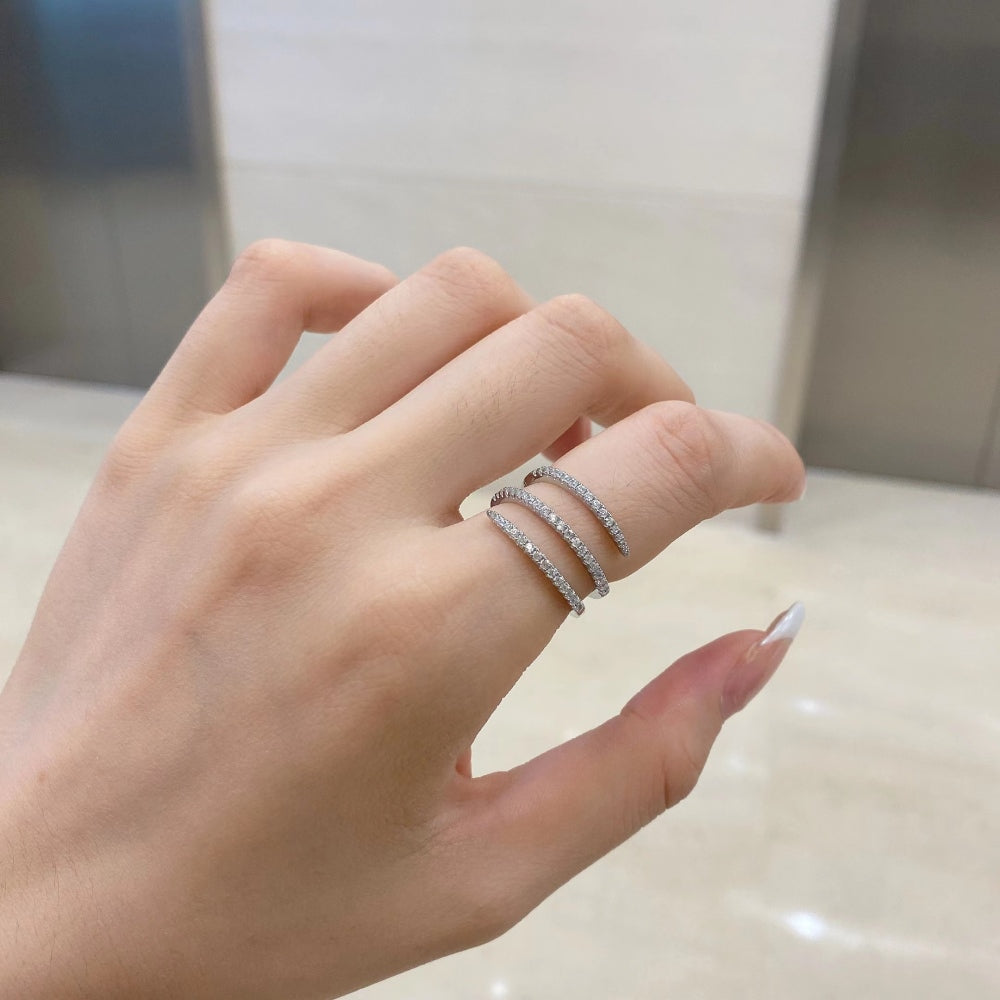 Twilight Spiral Diamond Sterling Silver Ring