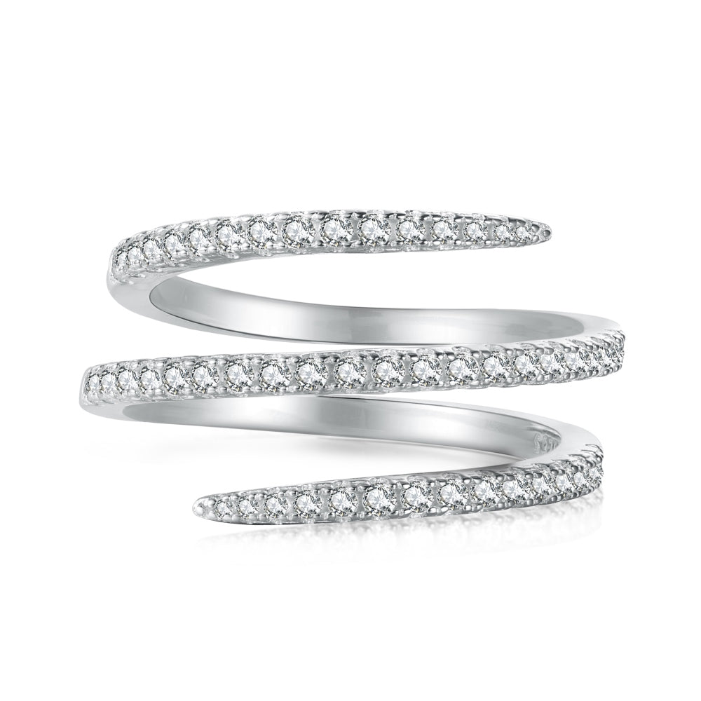 Twilight Spiral Diamond Sterling Silver Ring