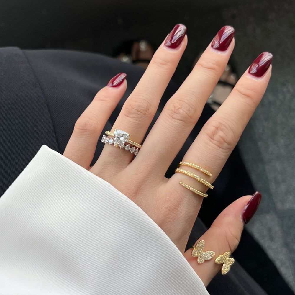 Twilight Spiral Diamond Gold Ring