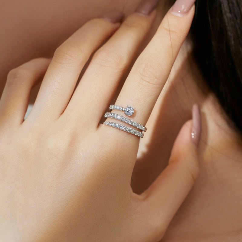 Double Helix Silver Solitaire