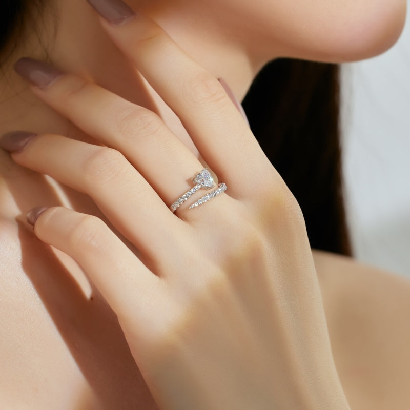 Heart Silver Helix Ring