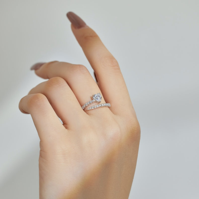 Heart Silver Helix Ring