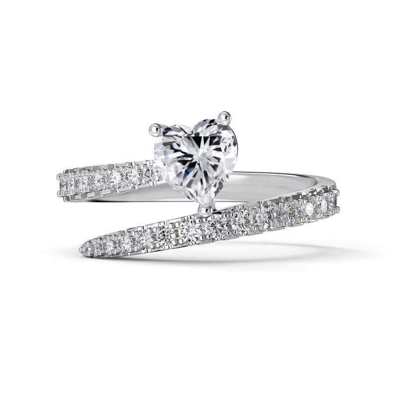 Heart Silver Helix Ring