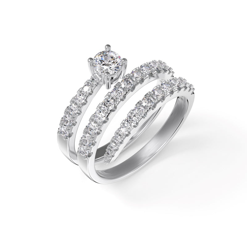 Double Helix Silver Solitaire