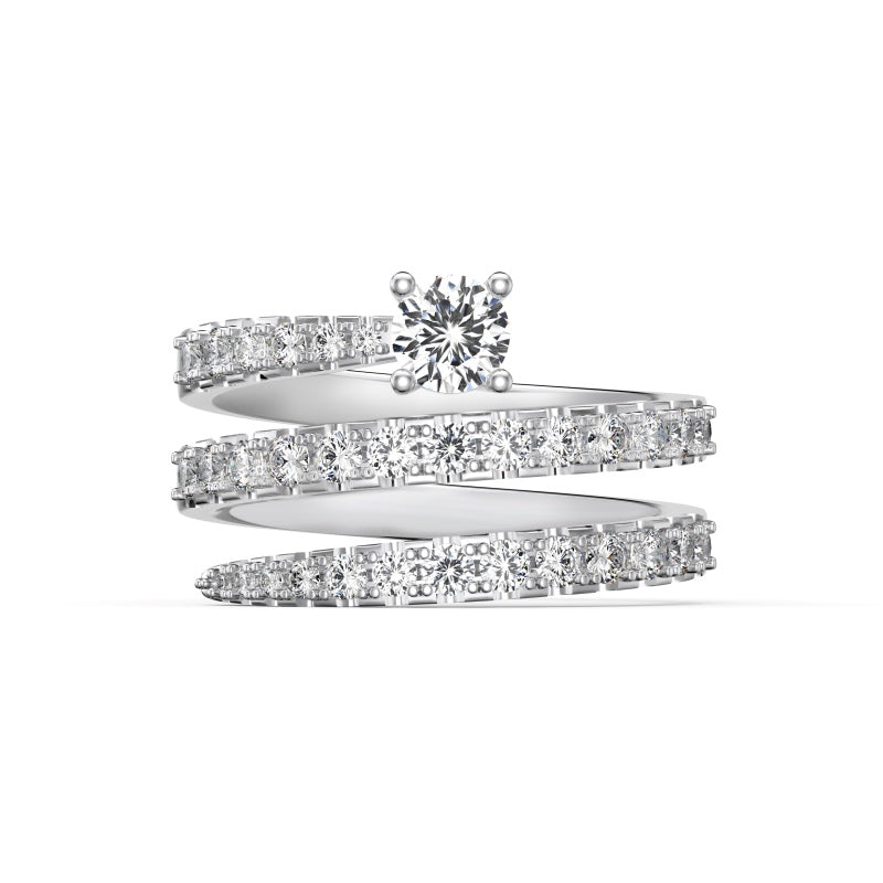 Double Helix Silver Solitaire