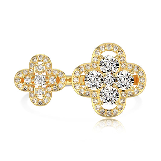 Adjustable Clover Charm Gold Ring